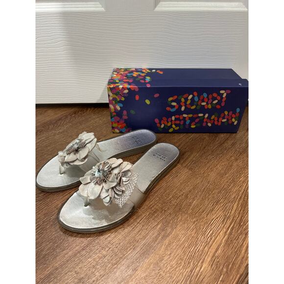 Stuart Weitzman Bloom Silver BigRose Slide Jelly Sandals Women's 7 - Picture 2 of 10